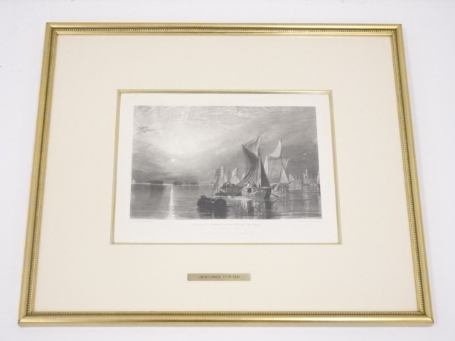 絵画　J.M.W.ターナー　「メドウェイ川」　銅版画　額装